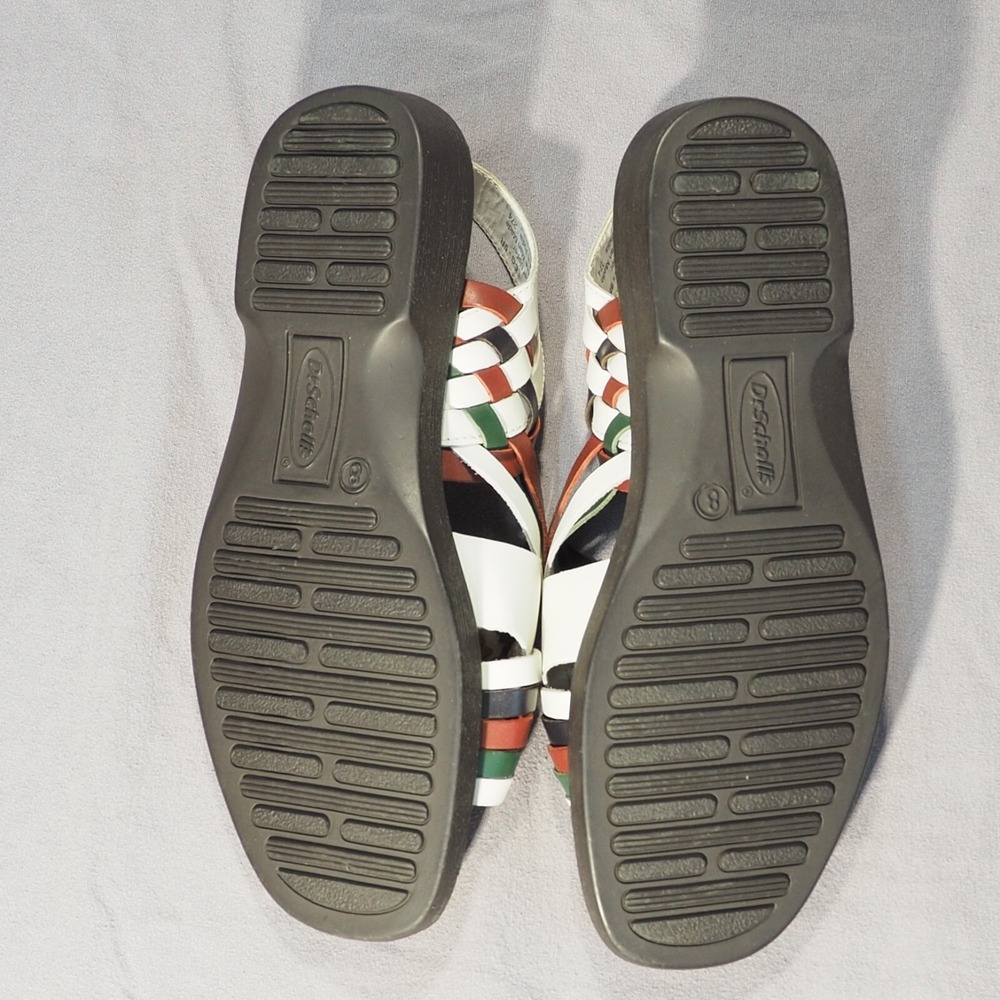 Dr Scholls Sandals Womens 8 White Woven Aztec Slingback Huarache Wedge Flat - Picture 10 of 13